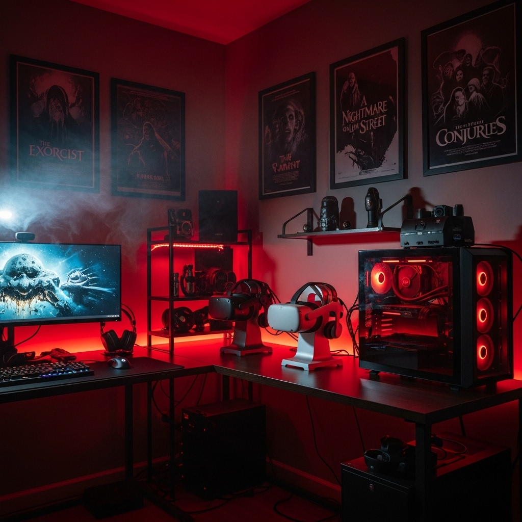 Dark VR gaming room